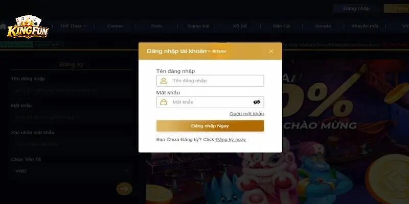Thông tin cơ bản về đăng nhập Kingfun